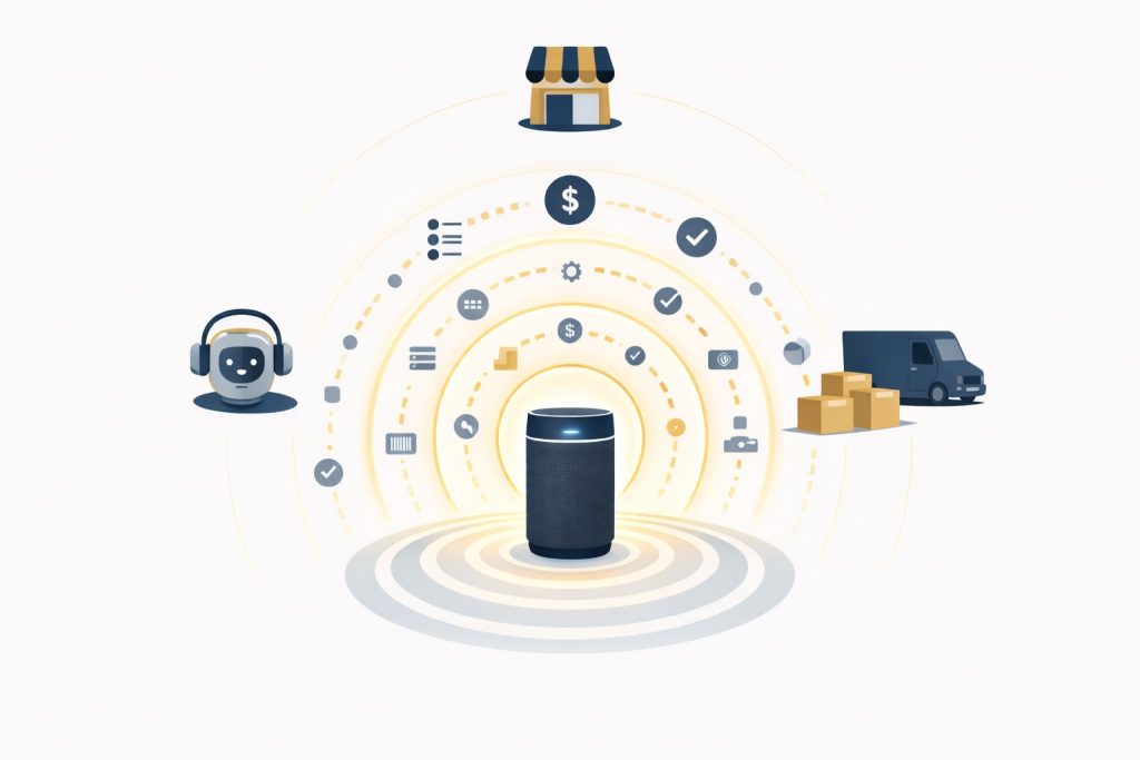 Consumer product with structured signals radiating out to bots, stores, and logistics partners